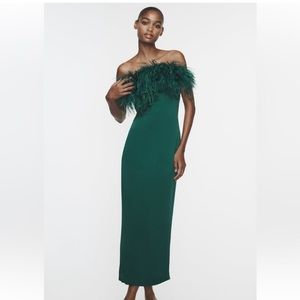 NWT Zara feather satin effect dress